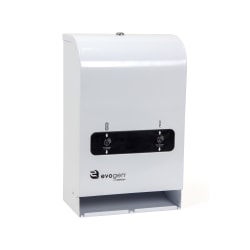 Hospeco EvoGen® No-Touch Dual Pad/Tampon Metal Dispenser, EVNT4, 19-1/2"H x 8-3/4"W, White