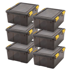 IRIS Plastic Storage Bins with Sealed Lids, 8-Gallon, Black, Total Qty 6