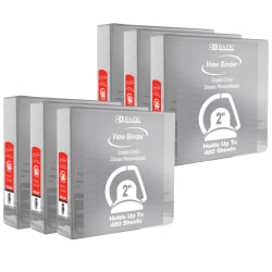 BAZIC Products 3-Ring View Binder With 2 Pockets, 2" Slant D, Gray, Pack Of 6