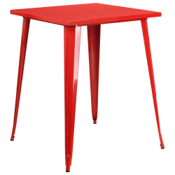 Flash Furniture Commercial Grade 31.5" Square Metal Indoor-Outdoor Bar Height Table, Red