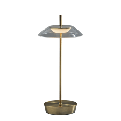Adesso ADS360 Ako LED Cordless Table Lamp, Antique Brass with Clear Acrylic White Shade