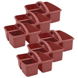 Teacher Created Resources Plastic Storage Caddies, 5-1/4"H x 9-1/4"W x 9"D, Deep Rose, Pack Of 6 Caddies