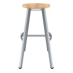 National Public Seating Titan Stool, 30", Natural Wood/Gray