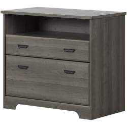 South Shore Versa 33-3/4"W x 19"D Lateral 2-Drawer File Cabinet, Gray Maple