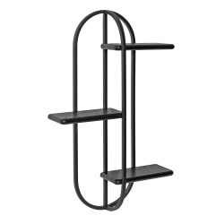 Kate and Laurel Ramos Wood/Metal Accent Shelves, 30"H x 18"W x 5-1/2"D, Black