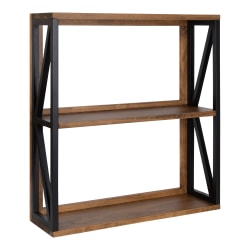 Kate and Laurel Rigby Wood Wall Shelves, 28"H x 25"W x 8"D, Rustic Brown/Black