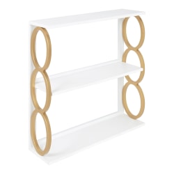 Kate and Laurel Ring Wooden 3-Tier Shelves, 31"H x 28"W x 8"D, White/Gold