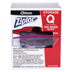 Ziploc® Storage Bags, 1 Qt, Box Of 500 Bags