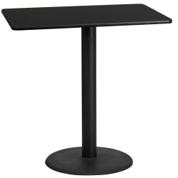 Flash Furniture Rectangular Laminate Table Top With Round Bar Height Table Base, 43-3/16"H x 24"W x 42"D, Black