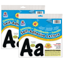 Pacon® Self-Adhesive Letters, 4", Black, Cheery Font, 154 Letters Per Pack, Set Of 2 Packs