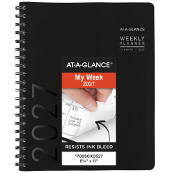 AT-A-GLANCE® Contemporary 2027 Weekly Monthly Planner, Black, Large, 8 1/4" x 11"