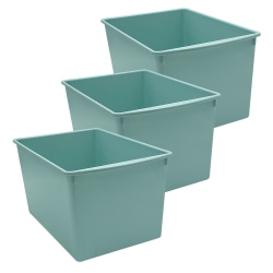 Teacher Created Resources Plastic Multi-Purpose Bins, 7-1/2"H x 9-1/4"W x 14"D, Calming Blue, Pack Of 3 Bins