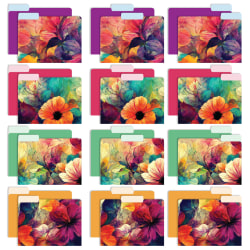 Global Deluxe Designer Printed File Folders, 1/3 Cut, Letter Size, Abstract Floral, Pack Of 24 Folders