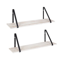 Kate and Laurel Soloman Wooden Shelves with Brackets, 8-5/16"H x 27-1/2"W x 6-15/16"D, White/Black