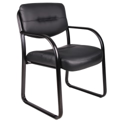 Boss Office Products LeatherPlus™ Bonded Leather Contoured Guest Chair, Black