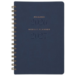 AT-A-GLANCE® Signature Collection Academic 2026-2027 Weekly Monthly Planner, Navy, Small, 5" x 8"