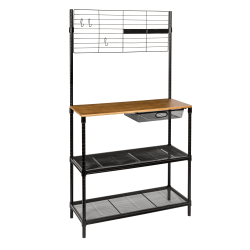 Honey Can Do Bakers Rack With Hanging Storage, 2-Shelf, Black