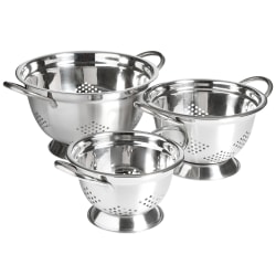 Oster Metaline 3-Piece Stainless Steel Kitchen Colander Set, Silver