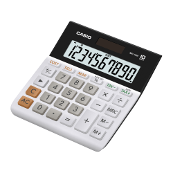CASIO® MH-10M Wide-Display Portable Desktop Calculator, 10 Digit, Solar Power, White, 1