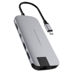 Targus® Sanho Hyperdrive Slim 8-in-1 USB-C Hub, 0.35"H x 1.85"W x 10.63"D, Gray, HD247B-GRAY