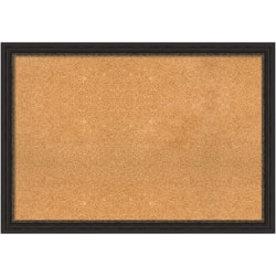 Amanti Art Rectangular Non-Magnetic Cork Bulletin Board, Natural, 40" x 28", Accent Bronze Narrow Plastic Frame