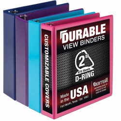 Samsill Durable 2 Inch Binder, , D Ring Customizable Clear View Binder, Fashion Assortment, 4 Pack, Each Holds 475Page (MP46469) - MP46469