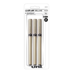 uni-ball® Deluxe Rollerball Pens, Fine Point, 0.7 mm, Graphite Barrel, Black Ink, Pack Of 3