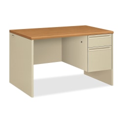 HON® 38000 48"W Right-Pedestal Computer Desk With Lock, Harvest/Putty
