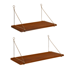 Kate and Laurel Vista Wood and Metal Wall Shelves, 9-3/4"H x 24"W x 9-7/16"D, Brown, Set Of 2 Shelves