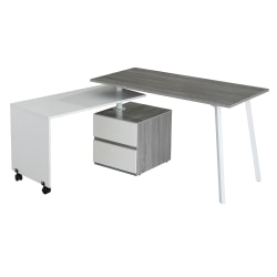 Techni Mobili 51"W Rotating Multi-Positional Computer Desk, Gray