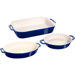 Staub 3-Piece Baking Dish Set, Mixed, Dark Blue