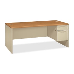 HON® 38000 72"W Right-Pedestal Computer Desk, Harvest/Putty