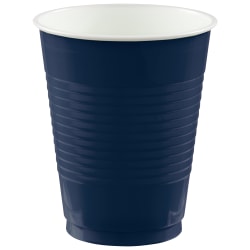 Amscan Plastic Cups, 18 Oz, Navy Blue, Set Of 150 Cups