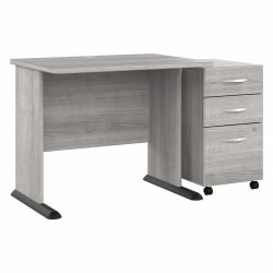 Bush® Business Furniture Studio A 36"W Small Computer Desk With 3-Drawer Mobile File Cabinet, Platinum Gray, Standard Delivery