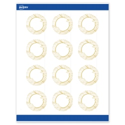 Avery® Printable Labels With Sure Feed® Technology, S00-EVY, Round, 2", Matte White With Preprinted Gold Leaf Pattern, Pack Of 120