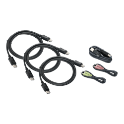 IOGEAR G2L9302U 4K Triple View DisplayPort USB KVM Cable Kit - Video/USB/audio cable - TAA Compliant - G2L9302U