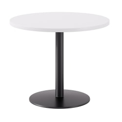 KFI Studios Proof Café Round Pedestal Table, 29"H x 36"W x 36"D, Designer White Top/Black Base