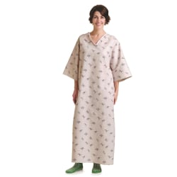 Medline Tie Side Patient Gowns, 52", Galaxy Gray, Pack Of 12