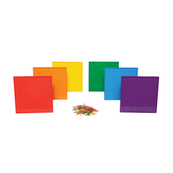 Learning Advantage Double-Sided Geoboard Set, 5 x 5 Grid / 24 Pin Circular Array, Set Of 6