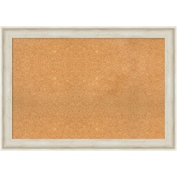 Amanti Art Non-Magnetic Cork Bulletin Board, 41" x 29", Natural, Regal Birch Cream Plastic Frame