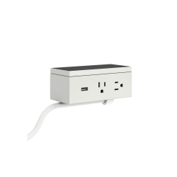 HON Dean 2-Outlet Power Module With Under-Worksurface Mounting Bracket, 10', Snow