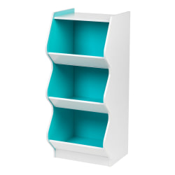 IRIS 38"H 3-Tier Storage Organizer-Shelf With Footboard, Blue/White