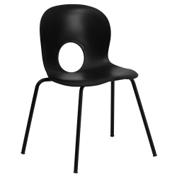 Flash Furniture HERCULES Series 770 lb. Capacity Designer Plastic Stack Chair with Black Frame, Black