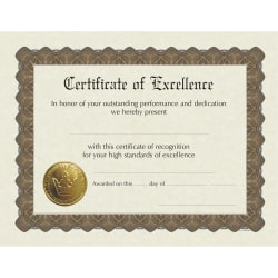 Great Papers! Participation Stock Certificates, 8-1/2" x 11", Excellence, Pack Of 6 Certificates