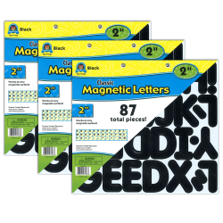 Teacher Created Resources Magnetic Letters, 2", Black, 87 Pieces Per Pack, Set Of 3 Packs