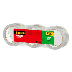 Scotch® Tough Grip Moving Packing Tape, 1.88" x 43.7 Yd., Clear, Pack Of 3