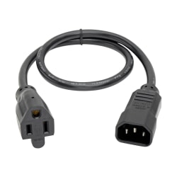 Tripp Lite Standard Computer Power Cord 10A 18AWG C14 to 5-15R - Power cable - power IEC 60320 C13 to NEMA 5-15 (F) - AC 110 V - 2 ft - black