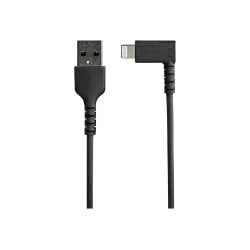 StarTech.com 2m / 6.6ft Angled Lightning to USB Cable - Heavy Duty MFI Certified Lightning Cable - Black - USB to Lightning (RUSBLTMM2MBR)