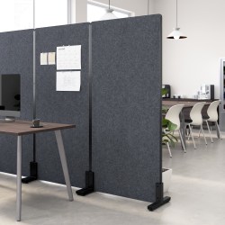 WorkPro® Motiva Freestanding Privacy Screen, 72-11/16"H x 34-1/8"W x 15"D, Cool Charcoal, Standard Delivery