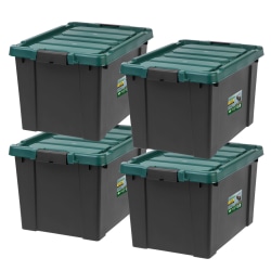 IRIS Remington® Plastic Storage Bins with Lids, 19-Gallon, Black, Total Qty 4